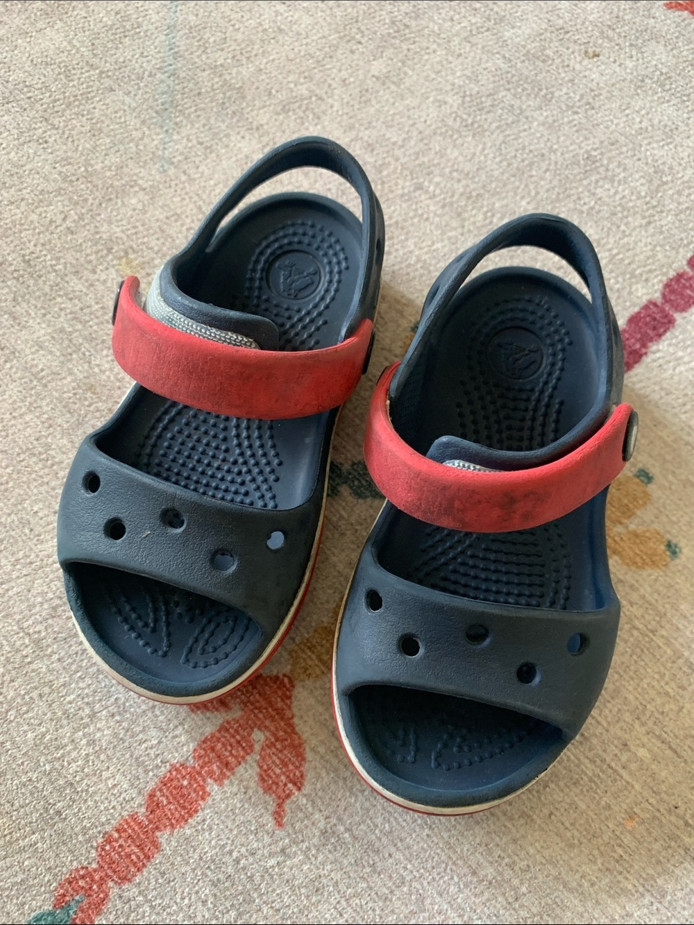 CROCS Kids Navy and Red Comfort Sandals
